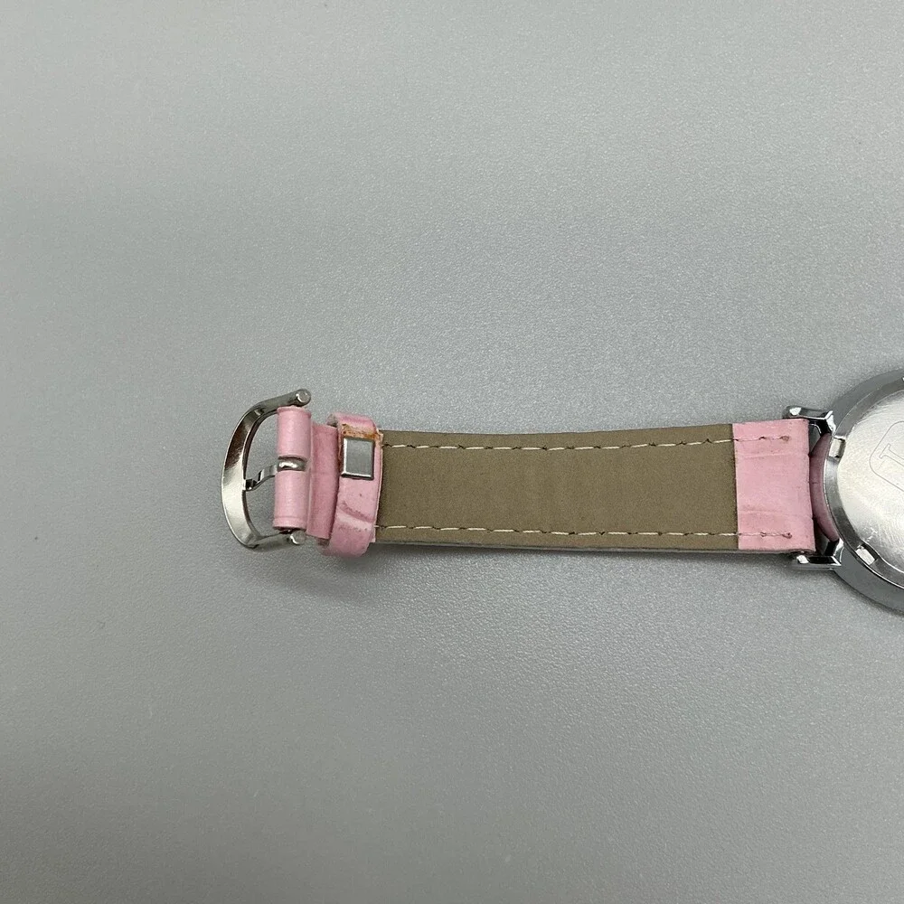 Lure Women Watch 30mm Silver TonePink Leather Floating Crystal Bezel New Battery